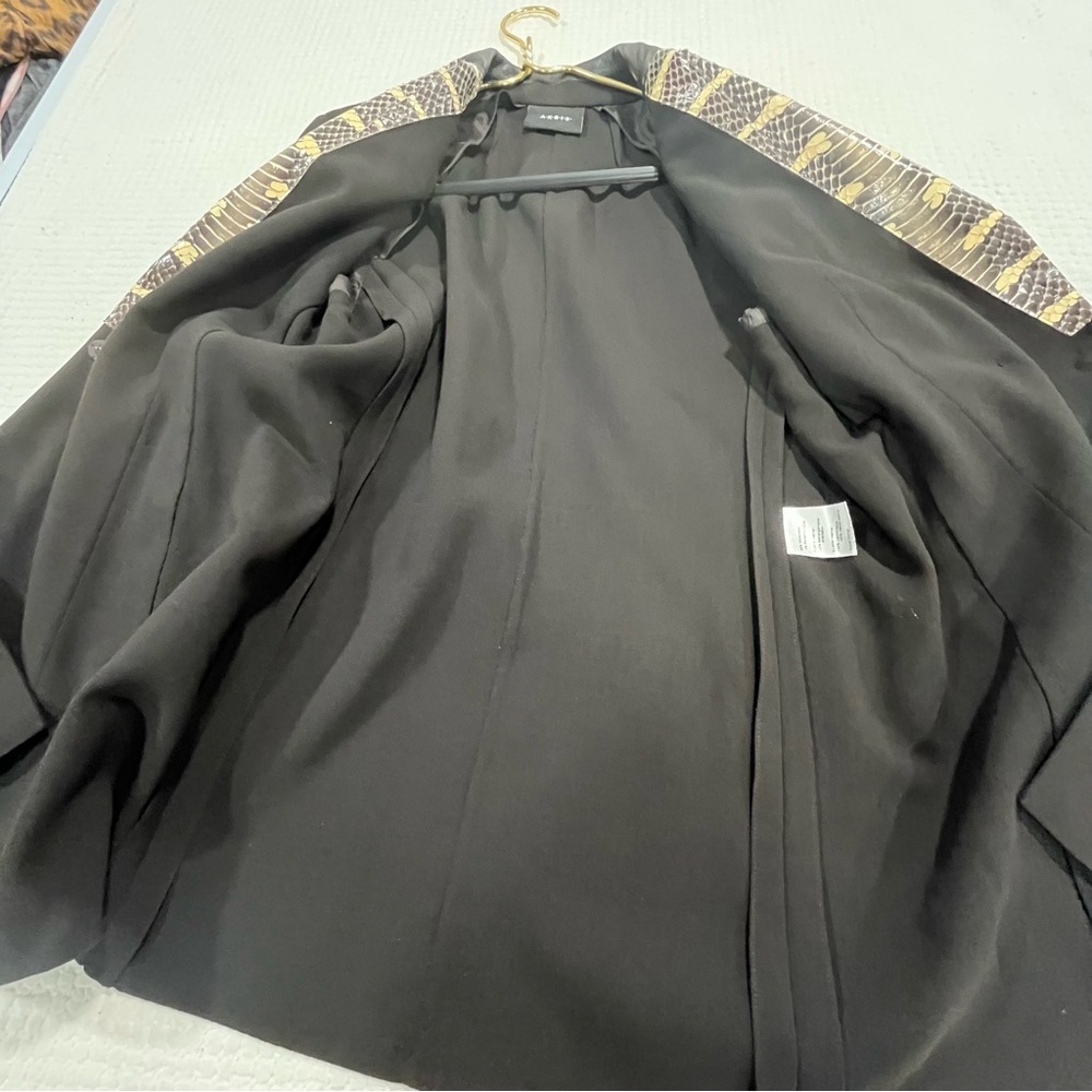 Akris Black Blazer Jacket Leather Collar Snakeskin Trim US 8 IT 44 - Picture 5 of 9